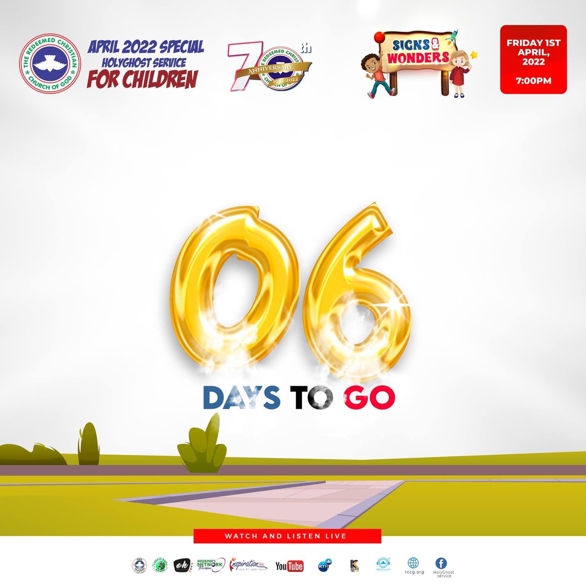 PastorEAAdeboye's tweet photo. It’s the April 2022 Special Holy Ghost Service for children.
It is 6 days to go.
We’re so excited and expectant.
Don’t miss it!

#signsandwonders #children https://t.co/qAB0Rmqu2J