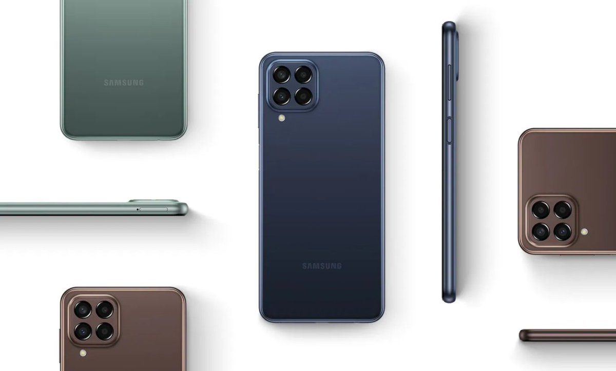 TechnophileDost's tweet photo. #SamsungGalaxyM33 5G Launching on 2nd April 2022 in India

6.6" FHD+ 120Hz TFT LCD Display
Exynos 1280
8MP Front | 50+8+2+2MP Rear
6000mAh Battery
25W Charging support
6/8GB LPDDR4x RAM
128GB UFS Storage
Android 12
OneUI 4.1
9.1mm
6+128GB = ₹21,999
8+128GB = ₹23,999
#GalaxyM33 https://t.co/ghVPFmw5Sb