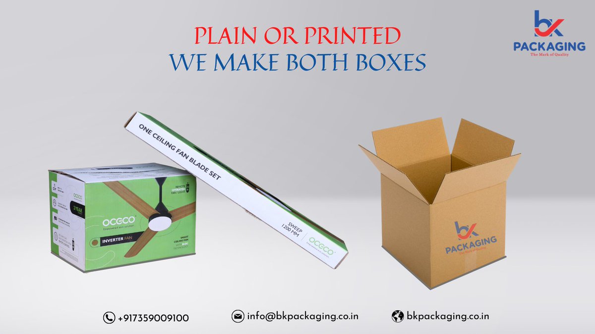 packaging_b's tweet photo. We manufacture Customized Printed and Plain both Corrugated boxes.
Give us Call on +91-7359009100.
Visit https://t.co/Az9Fq0oHDx for more Details.
Mail us on: info@bkpackaging.co.in
.
.
.
#CorrugatedBox #exportquality #PrintedCorrugatedBoxes #PackingBox #ProductPackaging https://t.co/sMxRsJfmmz