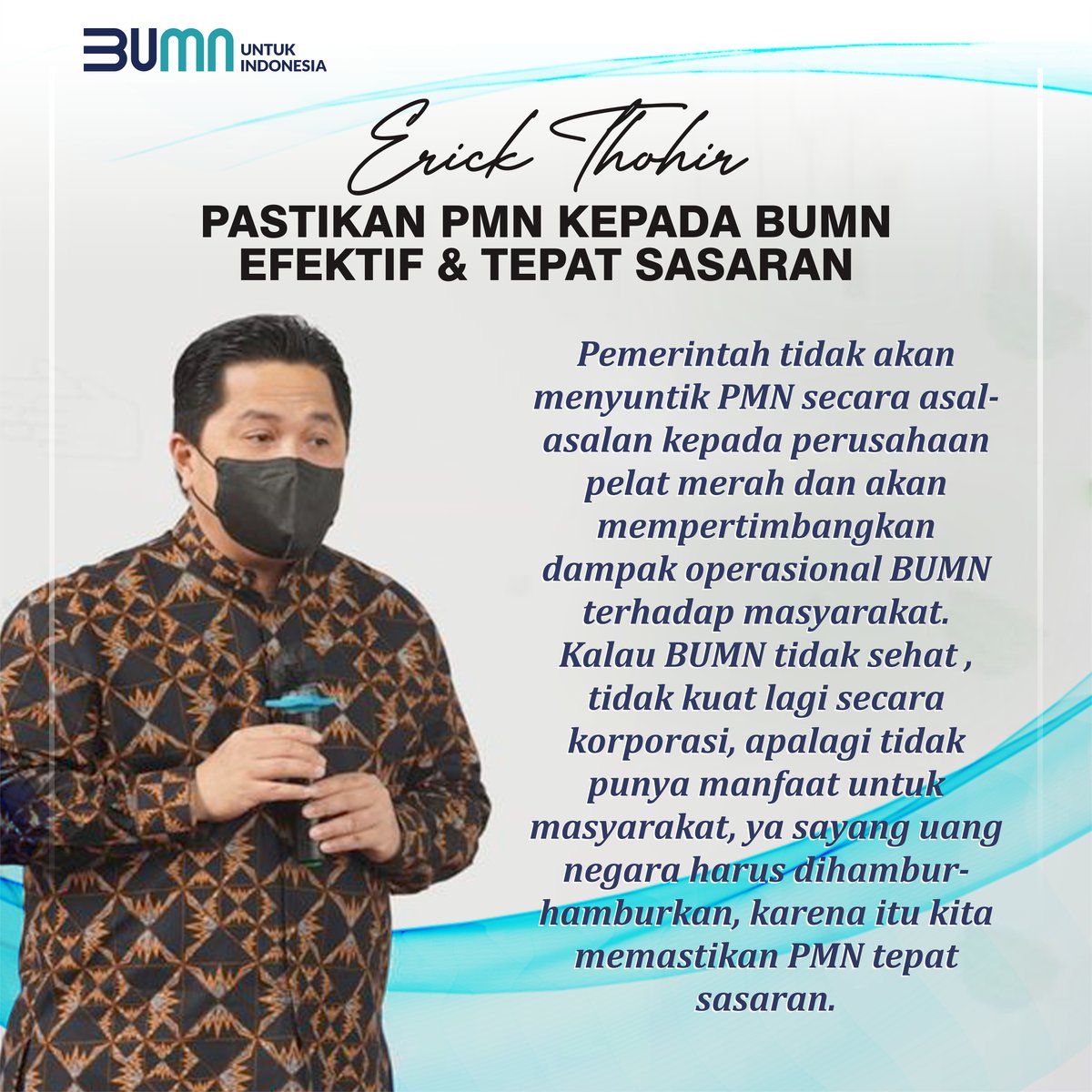 Enovaeli's tweet photo. Program dukungan berupa Penyertaan Modal Negara terhadap BUMN memang harus efektif dan tepat sasaran, agar nanti outputnya bisa baik dan sesuai dengan harapan sekaligus memberikan dampak positif bagi negara. https://t.co/hO7aF2jOk2