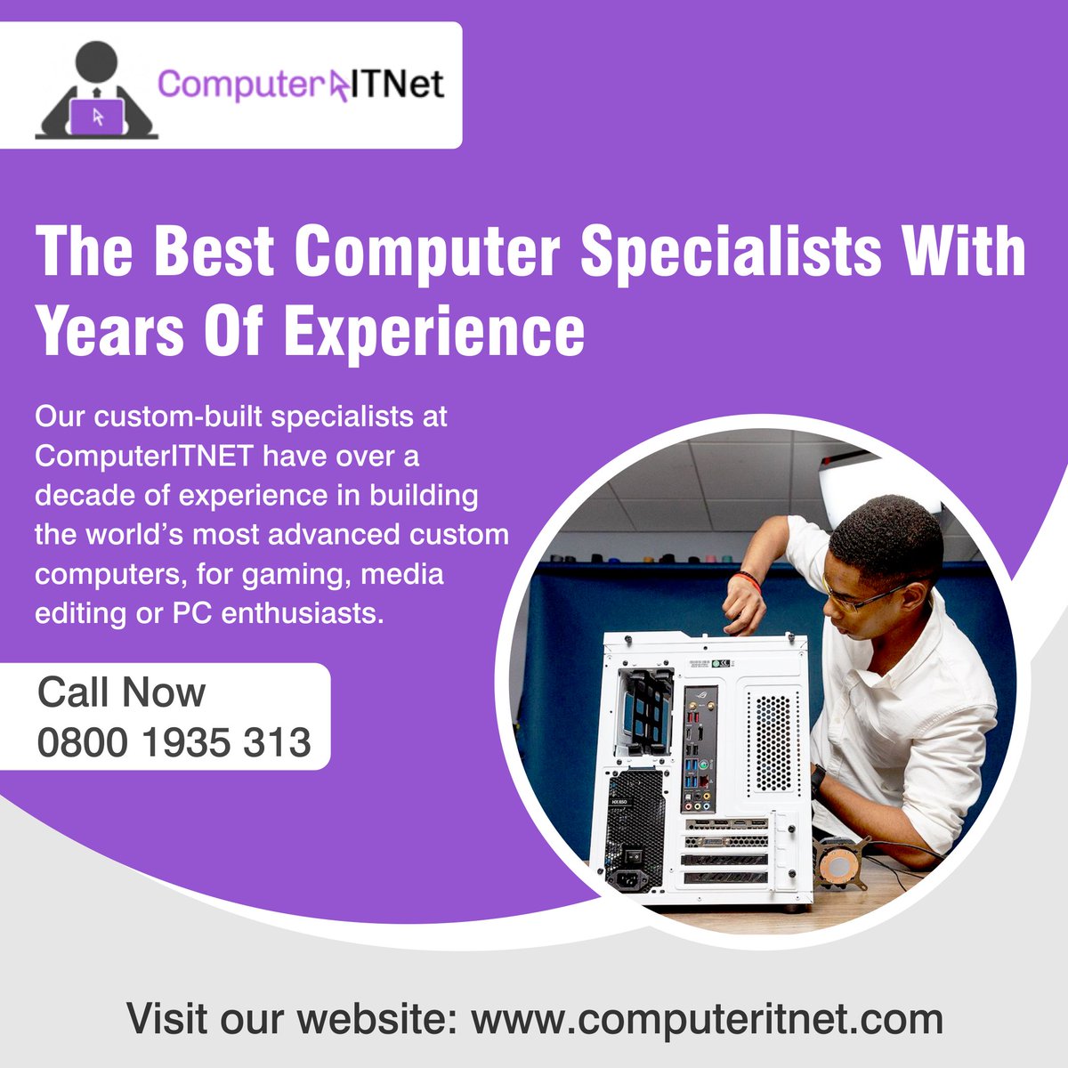 computeritnet's tweet image. ComputerITNet has the best computer specialists with years of experience.

Our custom build specialists have over a decade of experience in building the world's most advanced custom computers.
visit us: computeritnet.com

#hardwareupgrades #computeritnet #hardwarestore