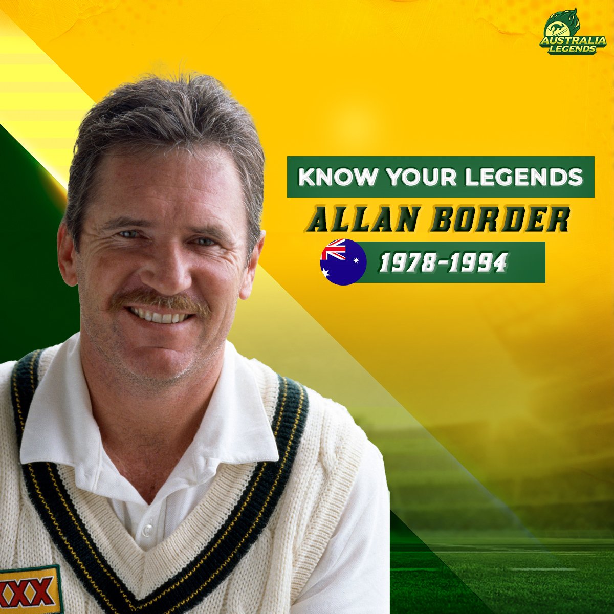 aussie_legends's tweet photo. Allan Border is the first Australian captain to win a World Cup. A great captain and a great batter. Border was one of a kind. ✨🙌🔥

#Australialegends #australiacricket #cricket #australia #allanborder #knowyourlegend #legend #roadsafetyworldseries #rsws #Worldcup https://t.co/Z7uKP0i2r5