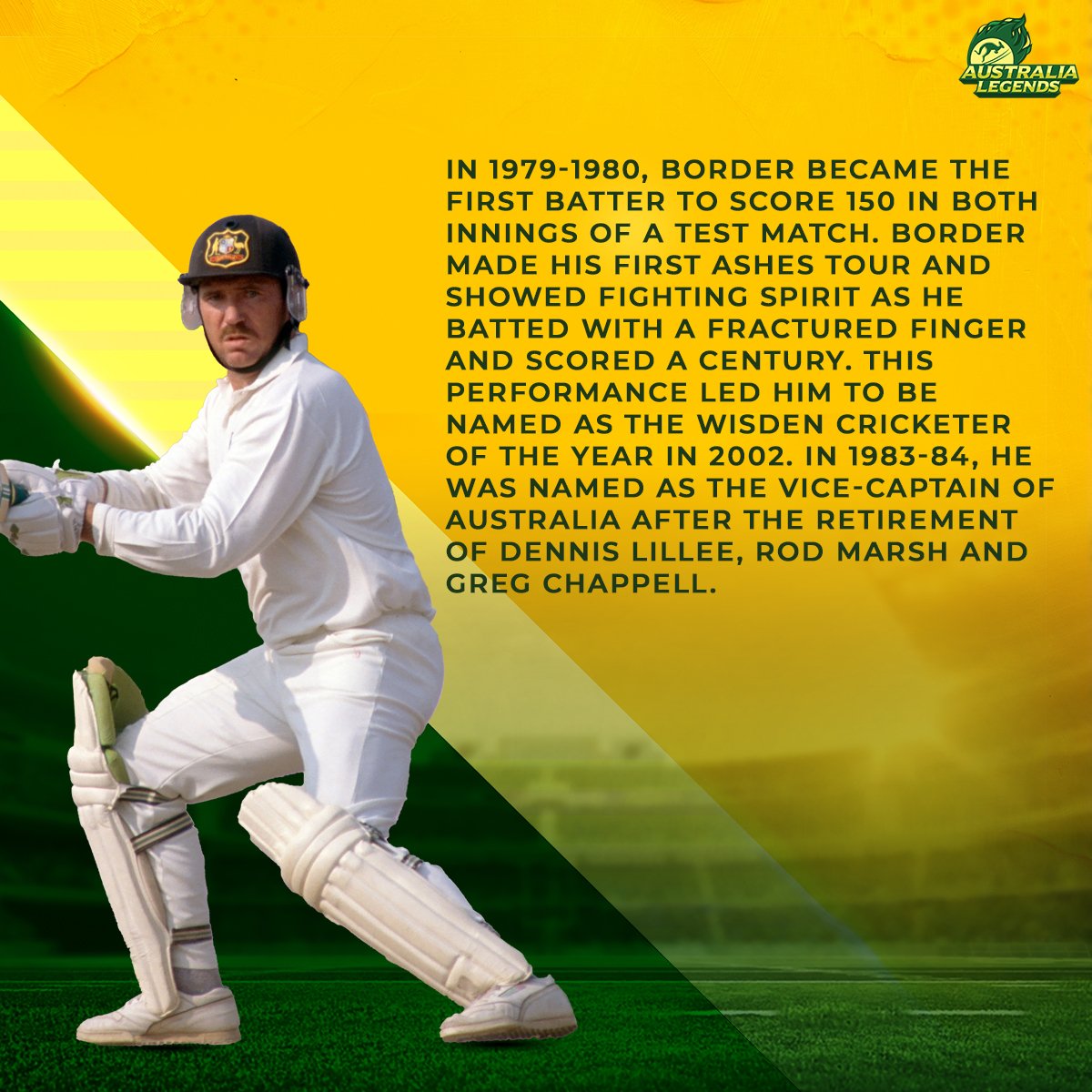 aussie_legends's tweet photo. Allan Border is the first Australian captain to win a World Cup. A great captain and a great batter. Border was one of a kind. ✨🙌🔥

#Australialegends #australiacricket #cricket #australia #allanborder #knowyourlegend #legend #roadsafetyworldseries #rsws #Worldcup https://t.co/Z7uKP0i2r5