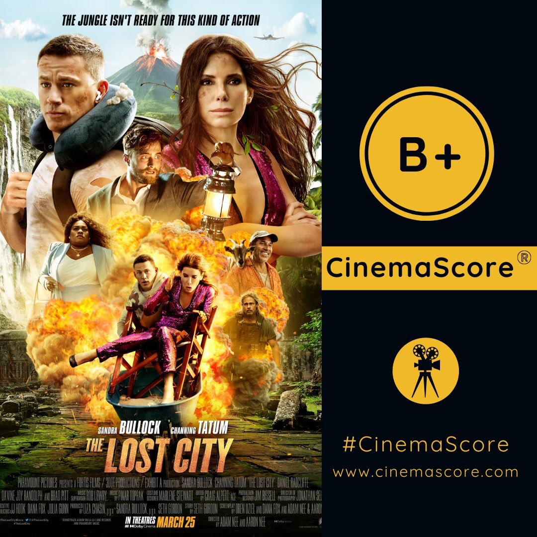 Luiz_Fernando_J's tweet photo. Audiences have spoken!
#TheLostCity, #SandraBullock’s comeback with #ChanningTatum received B+ #CinemaScore
On pair with:
#Oceans8,#Uncharted B+
Under:
#FreeGuy,#Speed A
#MissCongeniality,#JungleCruise,#TheHeat,#MagicMike2,#Dog A-
Over:
#MissCongeniality2,#MagicMike B
#Speed2 B- https://t.co/kQ1t4DlmuX
