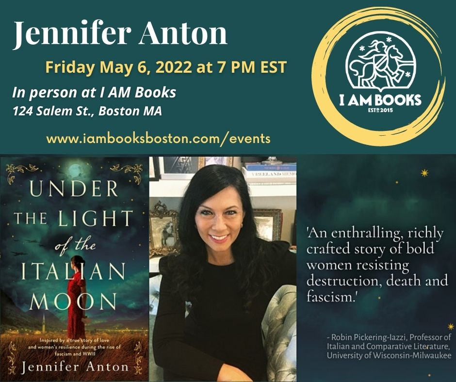 Save the Date, Boston - I'll be live, in person <a href="/iambooksboston/">I AM Books</a> on May 6th at 7pm. See you there! #bookevents #bostonevents #womanwriters #HistoricalFiction #italianamerican