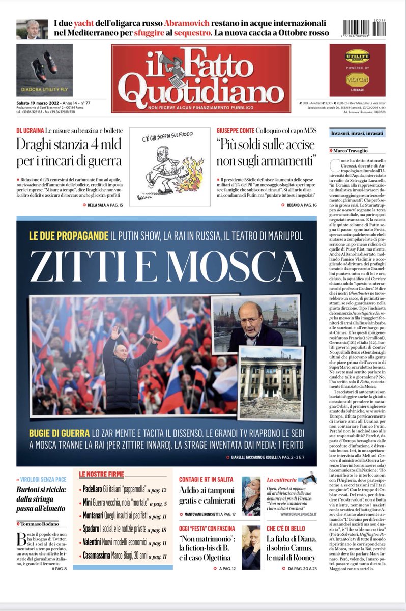 lucianocapone's tweet photo. “Le due propagande: il Putin show, il teatro di Mariupol. Lo zar mente e tacita il dissenso. La strage inventata dai media”.

Che vergogna, che imbarazzo. https://t.co/PJdbMwIqoD