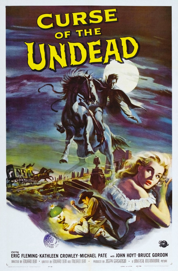 AngusKohm's tweet photo. #FridayNightAtTheHomeDriveIn

Curse of the Undead (1959) by #EdwardDein
w/ #MichaelPate #KathleenCrowley

“The countryside terrorized! The young and beautiful drained of life!”

“HIS BODY IS AN EMPTY SHELL THAT HOSTS A LUSTFUL FIEND!”

#Horror #Western
#NotQuiteClassicCinema https://t.co/Bdwb3AEt7C