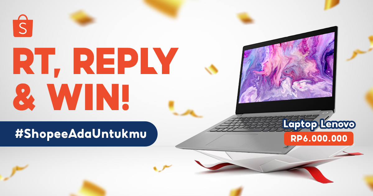 ShopeeID's tweet photo. ✨ MENANGKAN LAPTOP LENOVO ✨

Yang mau dapetin LAPTOP LENOVO SENILAI 6 JUTA, langsung aja ikuti caranya:

1. FOLLOW @SHOPEEID 
2. LIKE &amp; RT tweet ini 
3. REPLY #ShopeeAdaUntukmu #WeekendSeruShopee #HadiahSpesialDariMimin YANG BANYAAKKK! https://t.co/EPfsJTYGJ9
