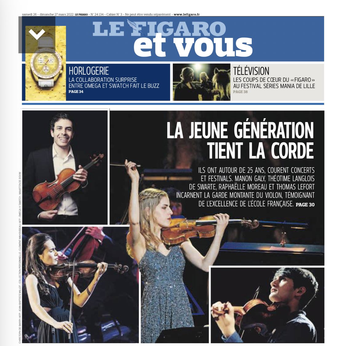 La jeune Génération qui monte!
Bravo à Raphaëlle Moreau,Manon Galy,Thomas Lefort et Theotime Langlois de Swarte
Dans le <a href="/Le_Figaro/">Le Figaro</a> de ce jour