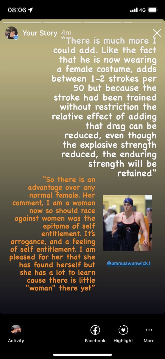 Lia Thomas knows she is racing with an advantage. It’s arrogance, and a feeling of self entitlement. I am pleased for her that she has found herself but she has a lot to learn. NCAA really messed up and scared of being sued for discrimination.
My former coach is trans, read ⬇️