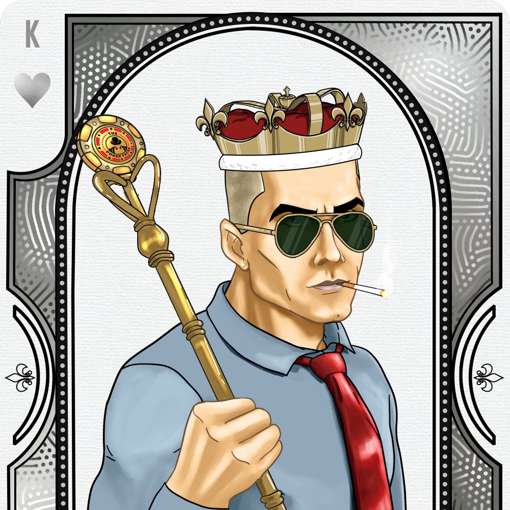 Sneak Peek 👀

This one is crazy rare !

🃏Deck: Rare
👖Clothes: Shirt &amp; Tie
🧢 Head: King Crown (0,5% !)
💎Jewellery: Mini Gold Earring
👄Mouth: Cigarette
😶Eyes: Sunglasses
🤚Accessory: King Scepter (0,5% !)

#NFT #NFTCollection