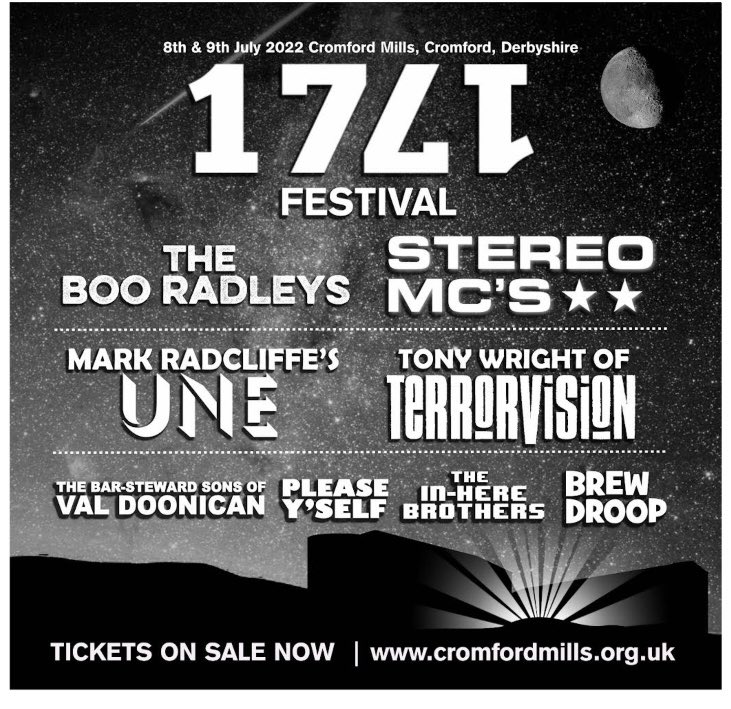 Come to this! Get your tickets here: cromfordmills.org.uk/1771-festival/