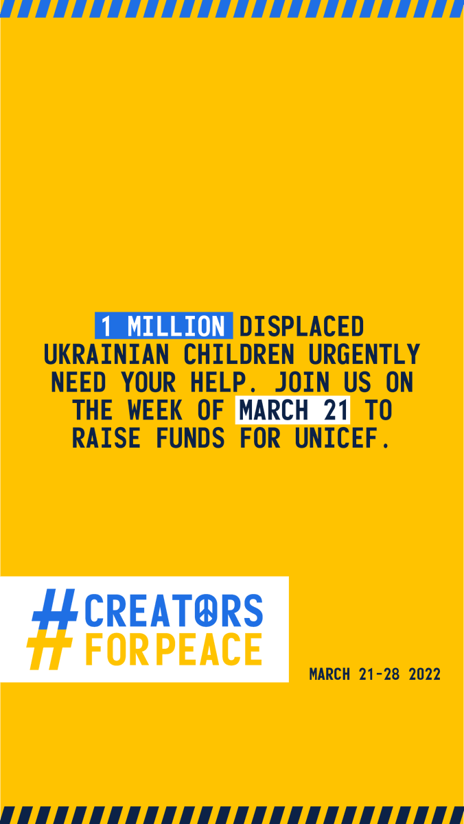 Azalea22Gamer's tweet photo. #CreatorsForPeace is raising awareness and funds for the displaced children in Ukraine.

Help the over 1 million displaced Ukrainian children!

➡️https://t.co/c7W2aBFXNi https://t.co/VUZqfbFXXF