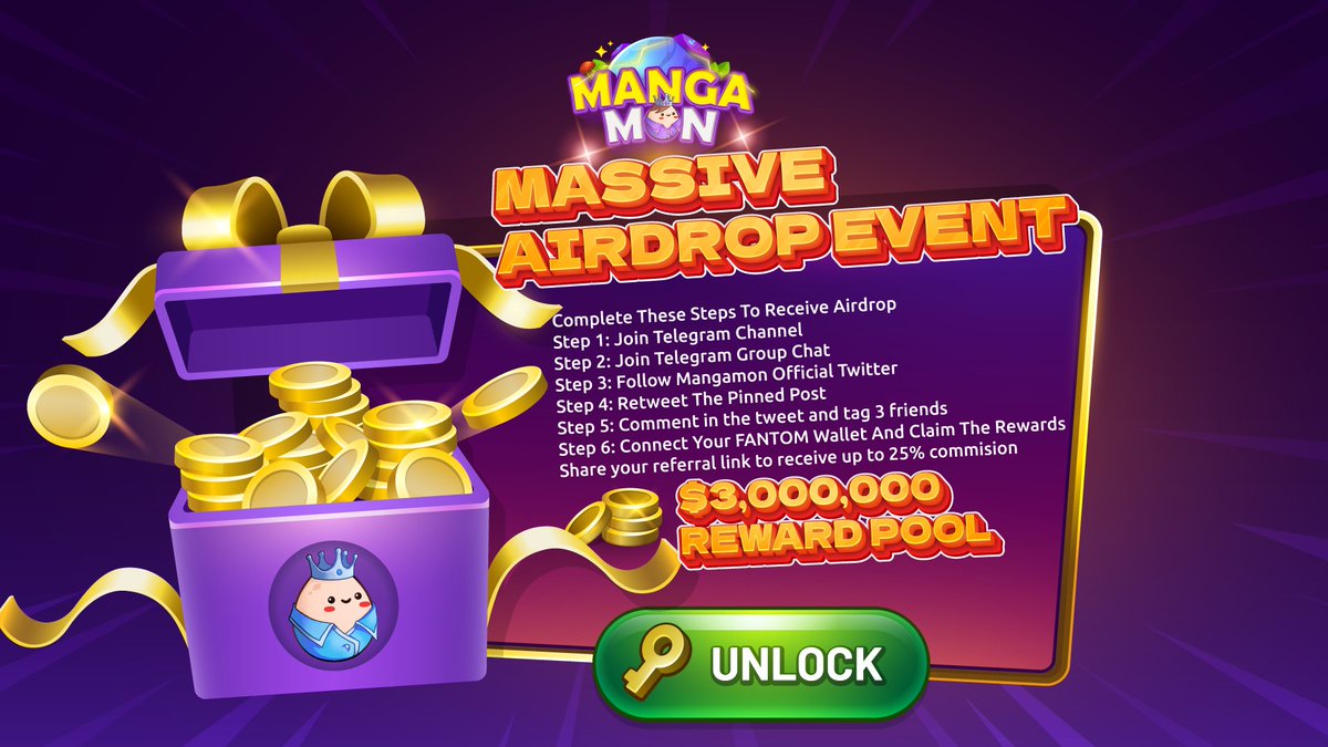 🔥REWARD POOL UP TO $3,000,000 IN VALUE🔥
👉Retweet this post
👉Join mangamon.io/spin-drop
Referral commission: 25%
Guaranteed: 1 MAN &amp; 1 Obo NFT(earn up to $15)
Limited:
1️⃣10 MON 
2️⃣5 MAN 
3️⃣100 $FTM                    
4️⃣50 $USDT
5️⃣1 Potion
Instruction rebrand.ly/spin5x