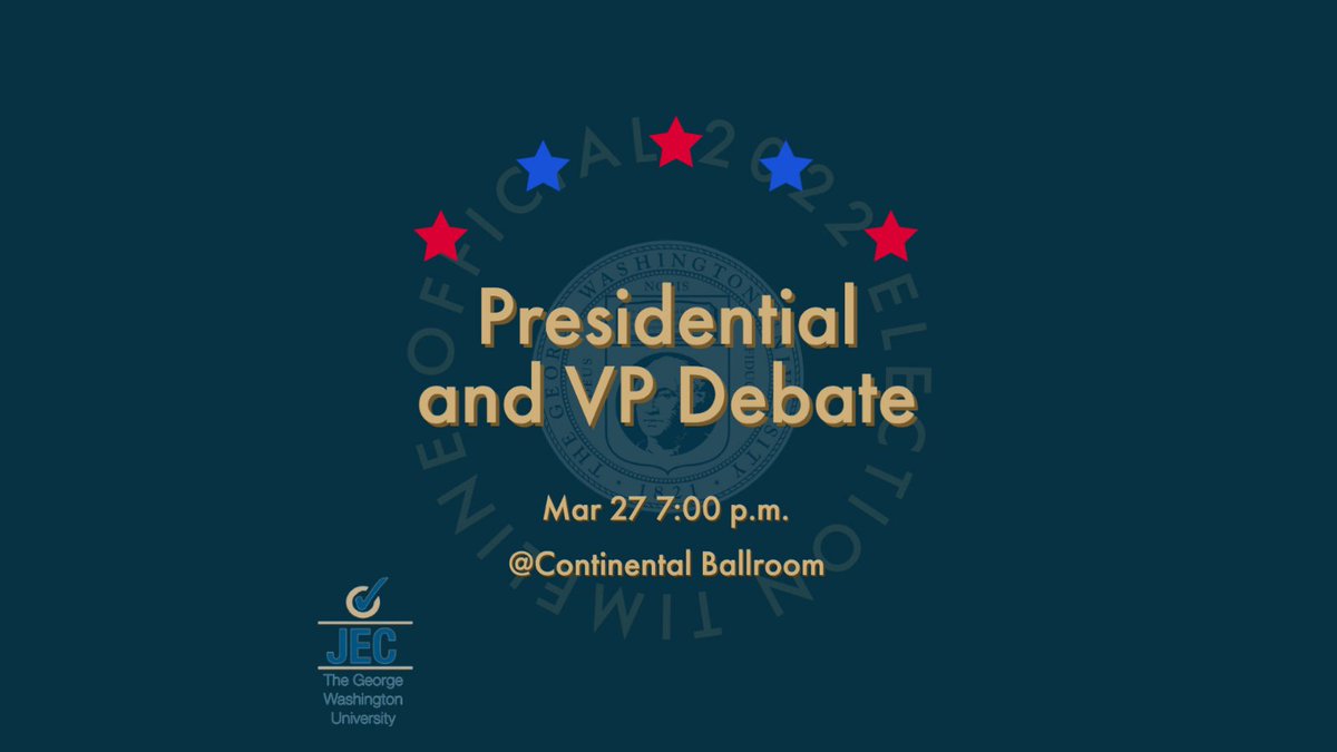 The JEC debate will take place TOMORROW from 7-9pm! In addition to Presidential and Vice Presidential debates, senatorial candidates will have the option to briefly speak about his or her platform. It will be held in the Continental Ballroom and also live streamed.