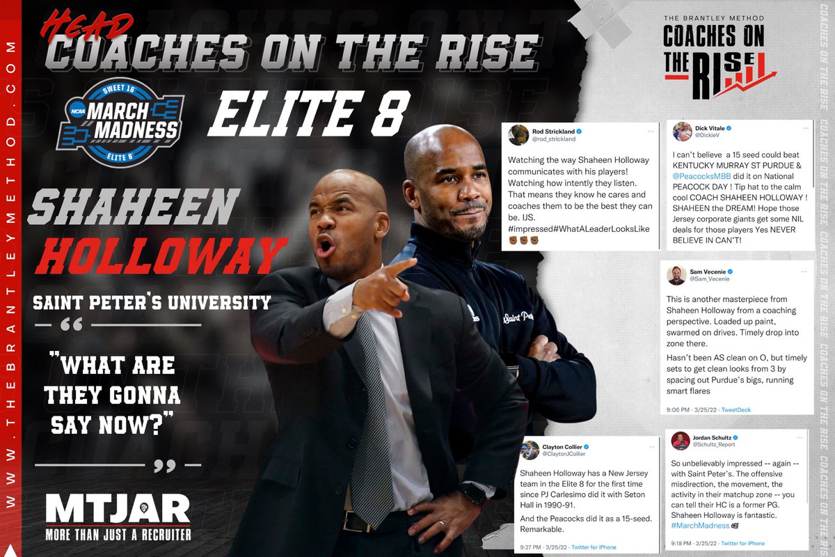 Justin Brantley ๐ (@justinwbrantley) on Twitter photo For the FIRST TIME EVER a 15 seed is headed to the ELITE 8โผ๏ธ
Congrats to Coach Shaheen Holloway <a href="/CoachSha10/">Shaheen Holloway</a> & <a href="/PeacocksMBB/">Saint Peter's Men's Basketball</a> ๐๐พ๐๐พ๐๐พ
#MoreThanJustARecruiter #WhatAreTheyGonnaSayNow #MarchMadness For the FIRST TIME EVER a 15 seed is headed to the ELITE 8โผ๏ธ
Congrats to Coach Shaheen Holloway <a href="/CoachSha10/">Shaheen Holloway</a> & <a href="/PeacocksMBB/">Saint Peter's Men's Basketball</a> ๐๐พ๐๐พ๐๐พ
#MoreThanJustARecruiter #WhatAreTheyGonnaSayNow #MarchMadness