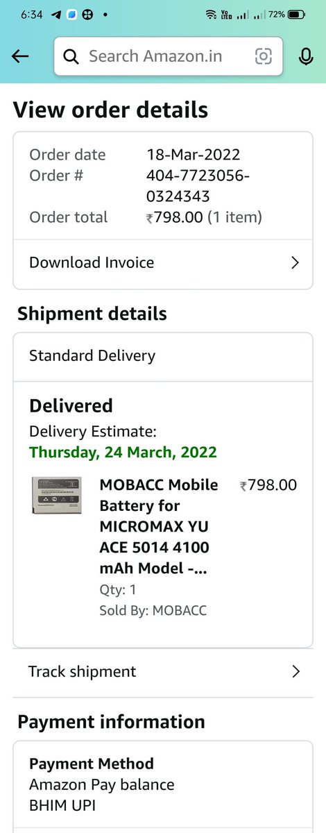 anilkarinka's tweet photo. @amazonIN I have order a item on 18-Mar-2022 and it delivered on 24th. At the time of order i select the collect offer option in shopping and get the message as credit ₹50 cashback to pay balance after shipping of the item. But still not yet credited. Plz..check this https://t.co/gilPbklI10
