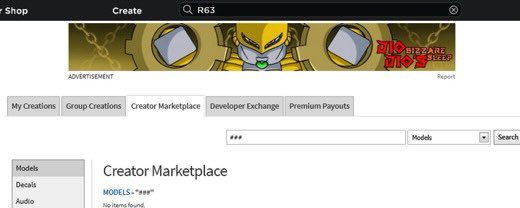 ThatOneUnoriginal on X: The Roblox Library area has a big NSFW problem  that doesn't appear to be getting any better really. I've found much NSFW  content by searching R63. They get past