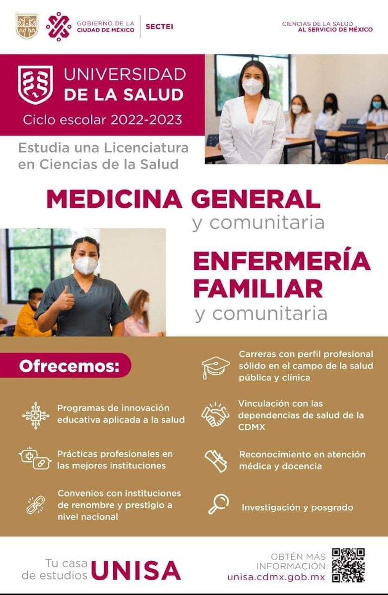 ¿Deseas desarrollar tus estudios en las ciencias de la salud?

Conoce la convocatoria para estudiar en la <a href="/UNISA_CDMX/">UNISA - Universidad de la Salud</a>

Participa en el registro de aspirantes unisa.cdmx.gob.mx 

¡Tienes hasta el 31 de marzo!
youtu.be/c1uvb9q4XT0