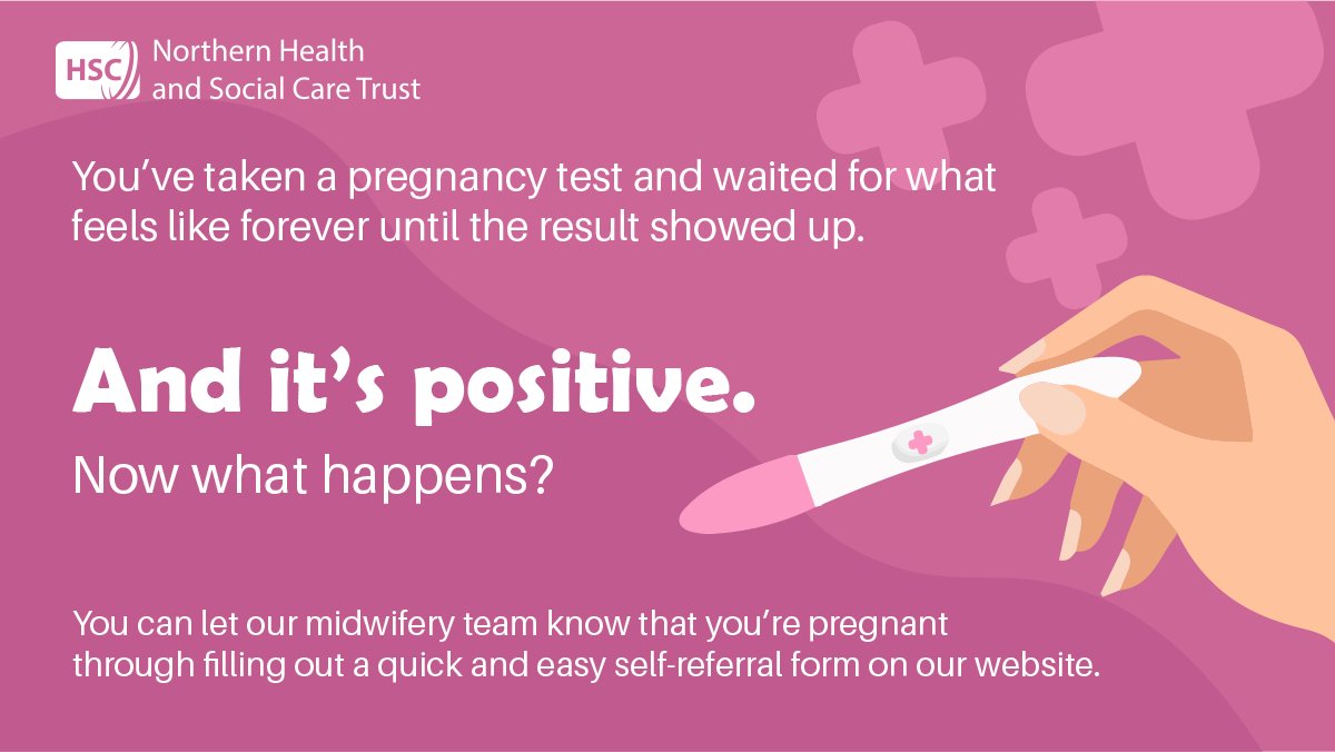 You’ve taken a pregnancy test and it’s positive. 

Now what happens? 🤷‍♀

You can let our midwifery team know you’re pregnant by filling out a quick self-referral form online 🤰

👶Antrim Area Hospital - crowd.in/YaQeXe

👶Causeway Hospital - crowd.in/2aXG9j