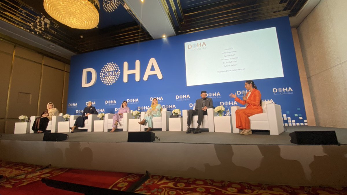 “The only hope Afghanistan has right now is education.” –Malala Now happening at @DohaForum: a panel on prospects for girls and women in Afghanistan with @FawziaKoofi77, @omarsuleiman504, @DaliaFFahmy, @FatimaGailani and @Malala with @nelufar.