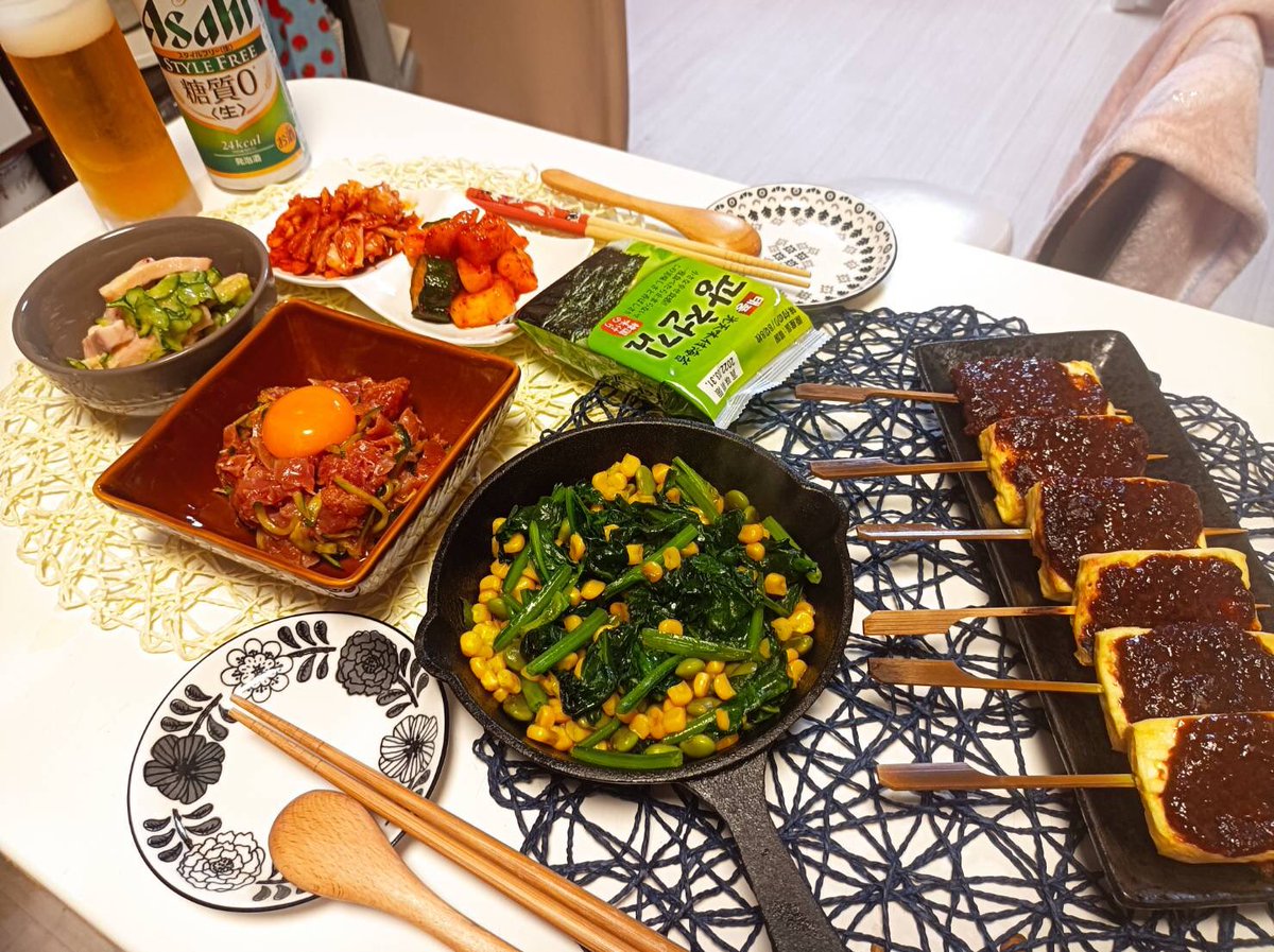 今日飲みお供達♪
#豆腐田楽
#生ハムユッケ
#酒好きと繋がりたい
#料理好きと繋がりたい