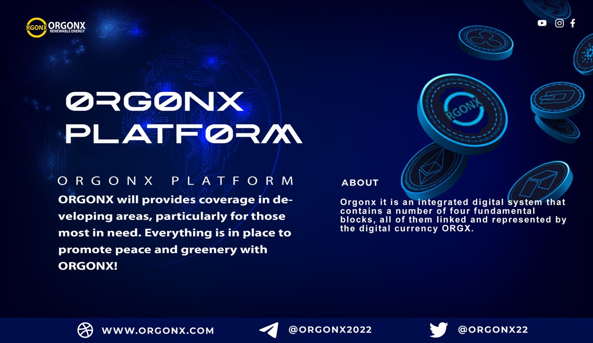 #Orgonx Platform
ORGONX will provides coverage in developing areas, particularly for those most in need. Everything is in place to promote peace and greenery with ORGONX!

orognx.com

#renewableenergy #Bitcoin #binance #green_energy #MarchMadness #SaudiArabianGP
