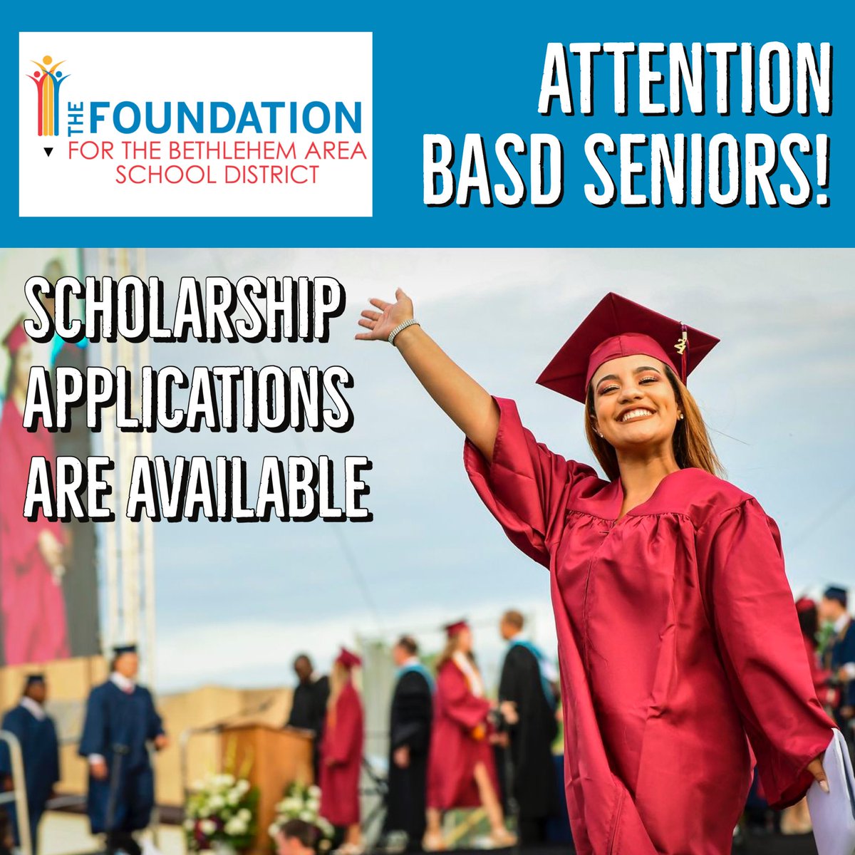 FoundationBASD's tweet photo. Liberty and Freedom seniors, did you know there are scholarships available to you through The Foundation for the @BethlehemAreaSD? We encourage every student that is attending an accredited college, university, vocational, or technical school to apply! 📝
https://t.co/8ZPGVAkZcc https://t.co/HSxBi5DeCc