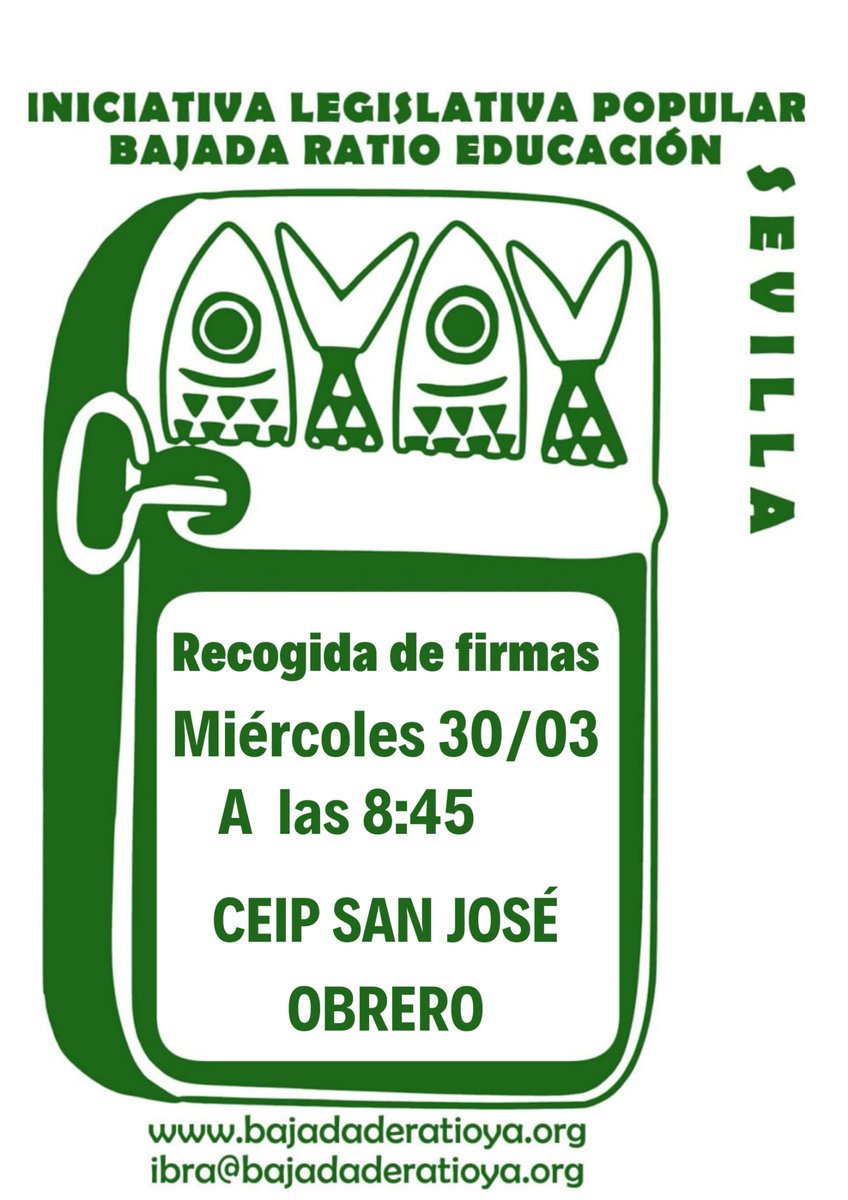 fampasevilla's tweet photo. ⚠️Busca las mesas para la recogida de firmas que se pondrán esta semana 📍
La #BajadaDeRatioXLey será una realidad
Porque nos jugamos mucho, pásate y firma
..............................................
Y si no puedes, también on line👇
https://t.co/vaviGWVoTK
#ILPBajadaDeRatio https://t.co/Ty9XXaoVe4