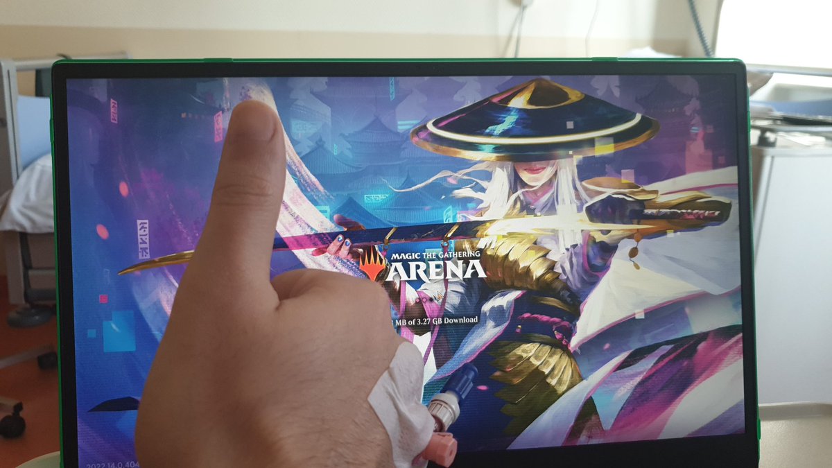 mtg_malone's tweet photo. Trying to download the update on my laptop in time for the #mythicqualifier from the hospital wifi is turning this into a nailbiter long before it even started!
I am fine, well, fine for being in the hospital XD I will be back as soon as i can with fresh content <3 https://t.co/muHoRcfhxf