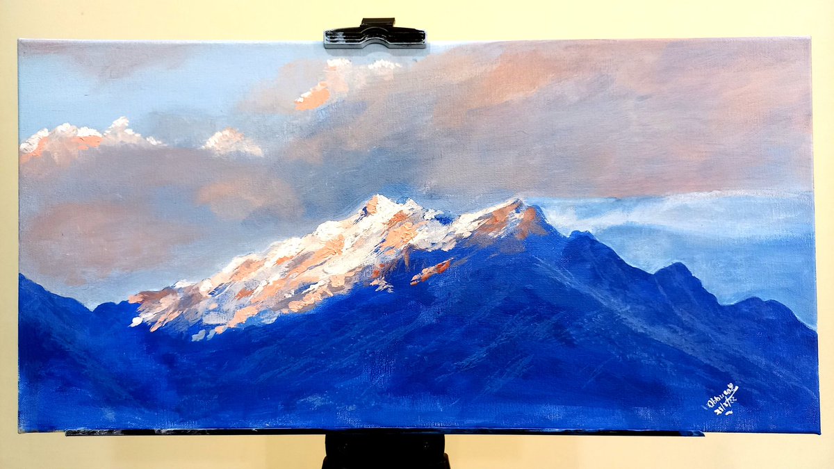 Holding the paintbrush after a long time...

Kanchenjunga, 
Acrylic on canvas
#art #landscapepainting #acrylic #Kanchenjunga #Kalimpong #Darjeeling #painting