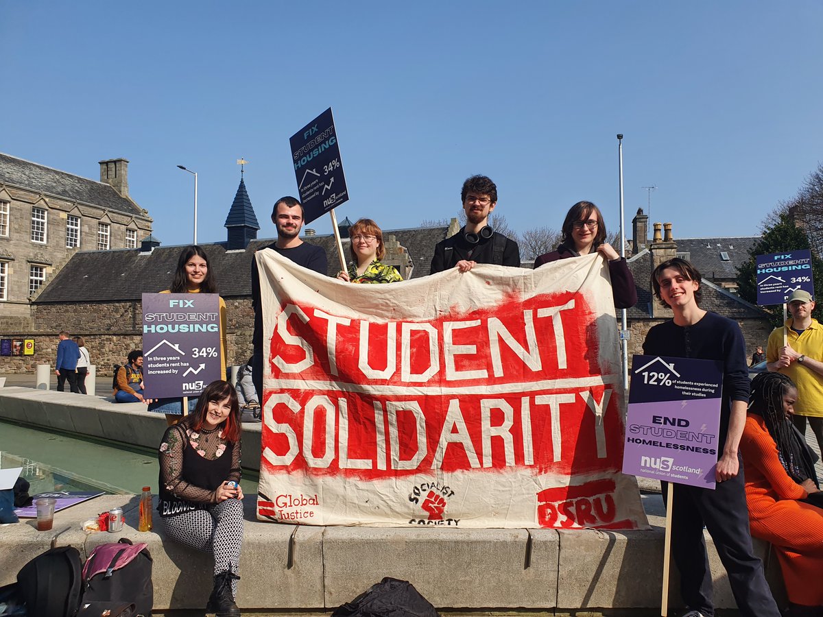 Check out our members at the NUS Housing Rally on Wednesday! We spoke, campaigned and listened to a wide range of speakers including MSPs and other activists. Only through direct action will we achieve housing justice! #SolidarityWorks