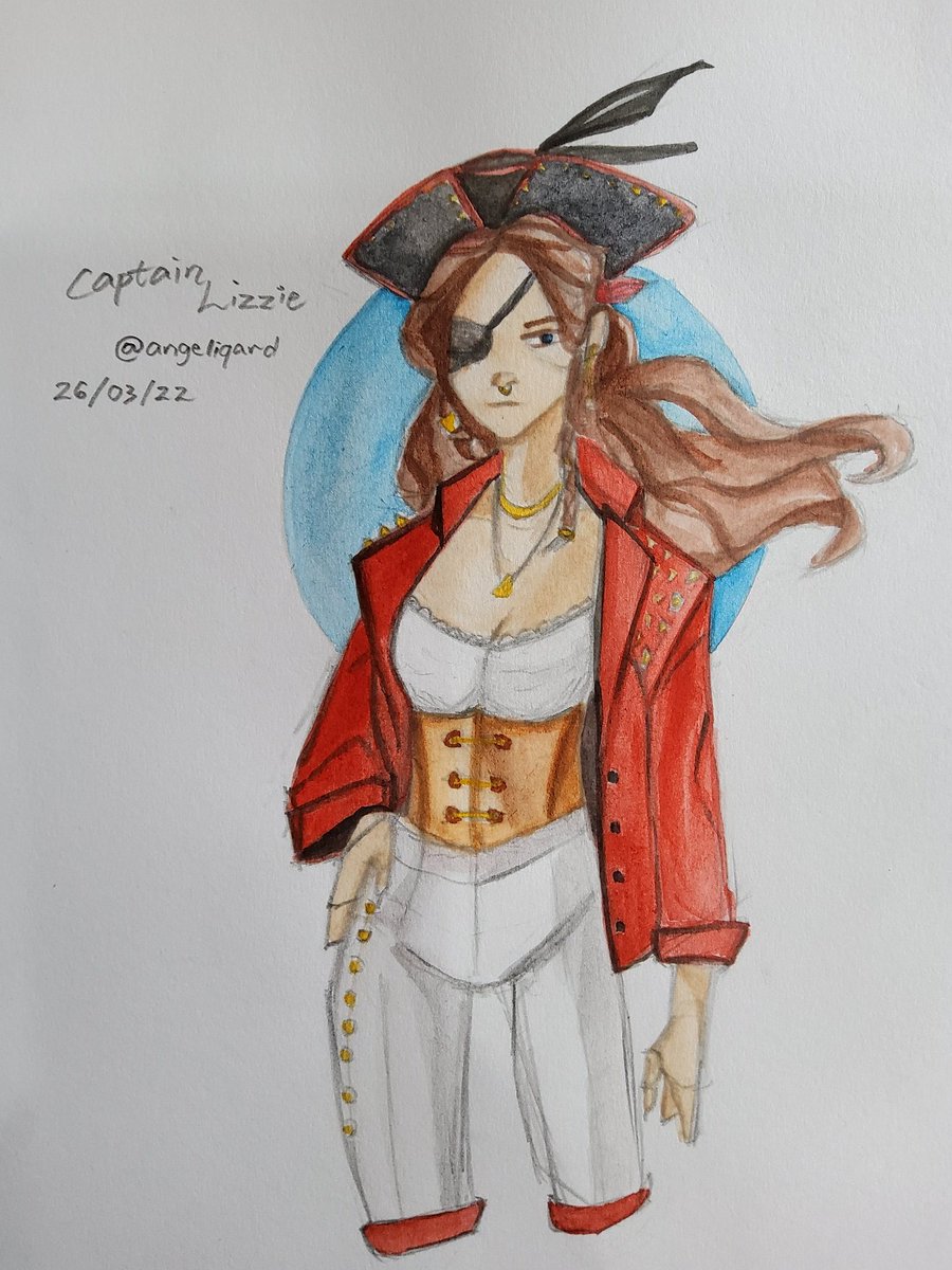 angeliqard's tweet photo. Captain Lizzie of the Grandberry pirates 🏴‍☠️ JRWI fanart + new pants >:3
.
Loving the pirate drip lately✨✨🏴‍☠️
.
#JRWI #jrwishow #jrwifanart #jrwiriptide #jrwiriptidefanart #watercolor #watercolorpainting #drawing #draw #pirates  #illustration #art #artwork #artoftheday https://t.co/TBcwb17zKg