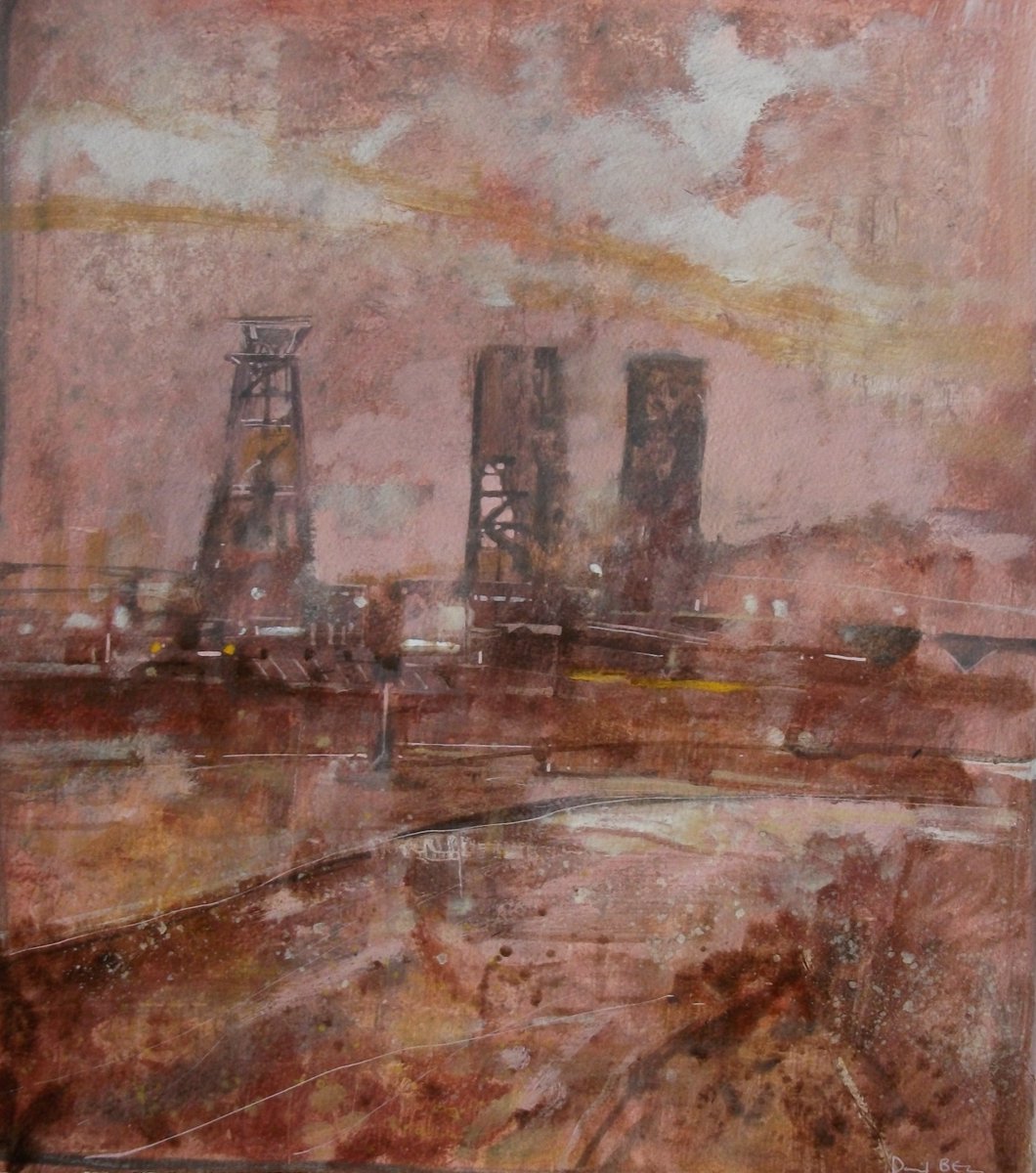 3057 Coalfield acrylic and oil on paper 17x14 inches £200 unframed. #coal #industrialart