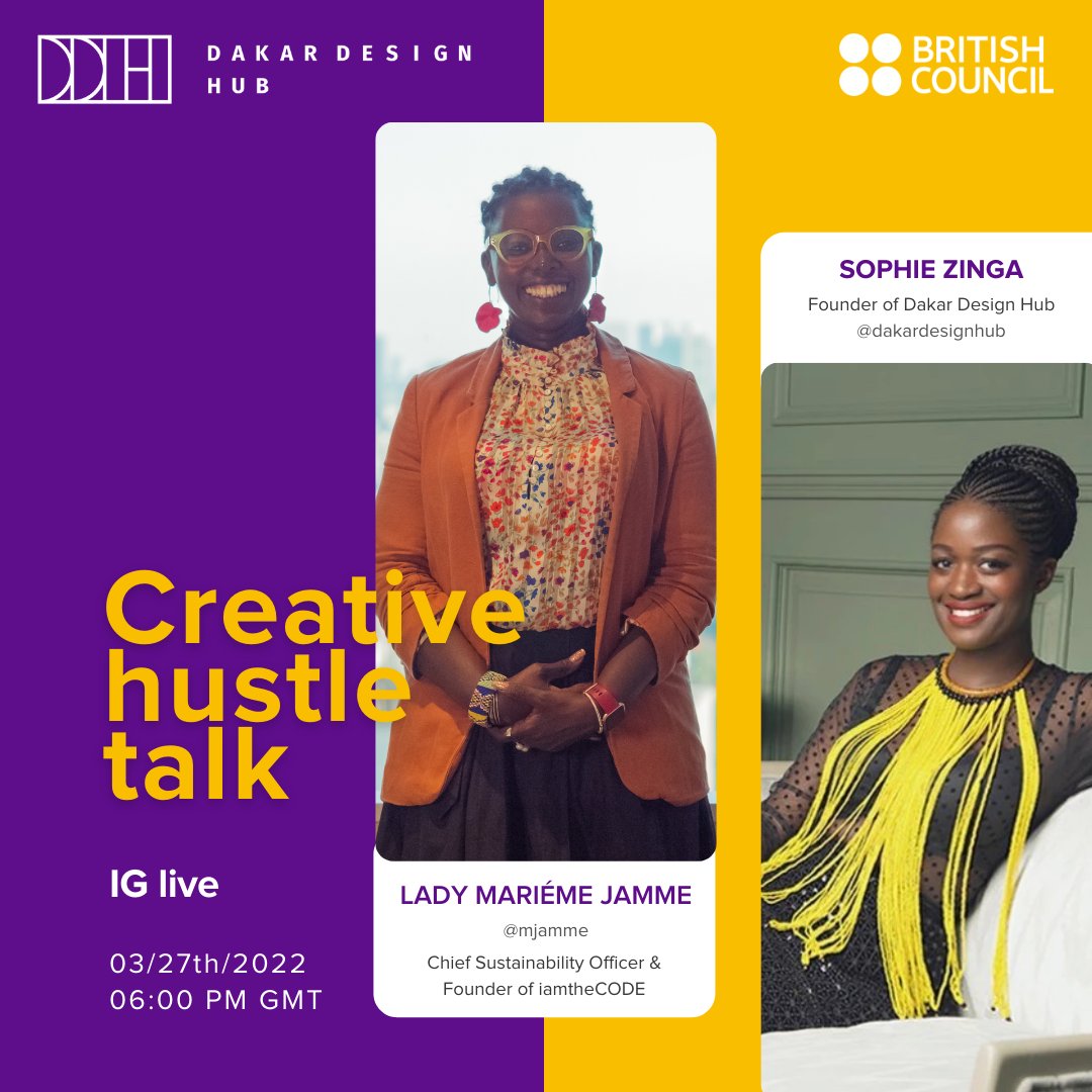 dakardesignhub's tweet photo. Meet us this Sunday for a conversation with @mjamme  about “the path of success”. Through her foundation @i_amthecode, she is on a mission to train one million young women and girls worldwide as coders by 2030.
#dakardesignhub #designers #livestream #supportingwomen https://t.co/BQi7gdzDOZ
