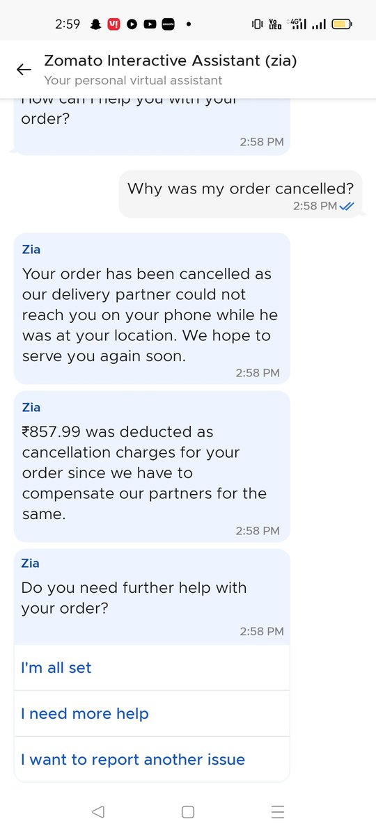 ali_asl6's tweet photo. from @zomato and @zomatocare
 also not even gave resolution for  my problem and they charge 857 rupees for cancellation charges and theyarenot responding properly
Kindly help wi itWorst Ever Customer service &amp; Delivery partners in @zomato #Thanjavur #CustomerService @polimernews https://t.co/GzVnYVa7zZ