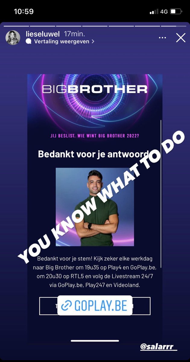 Yes <a href="/Liese_Luwel/">Liese Luwel</a> stemt voor Salar ✌🏼✌🏼✌🏼👍🏼👍🏼👍🏼 #bigbrothernlbe
#TeamSalar