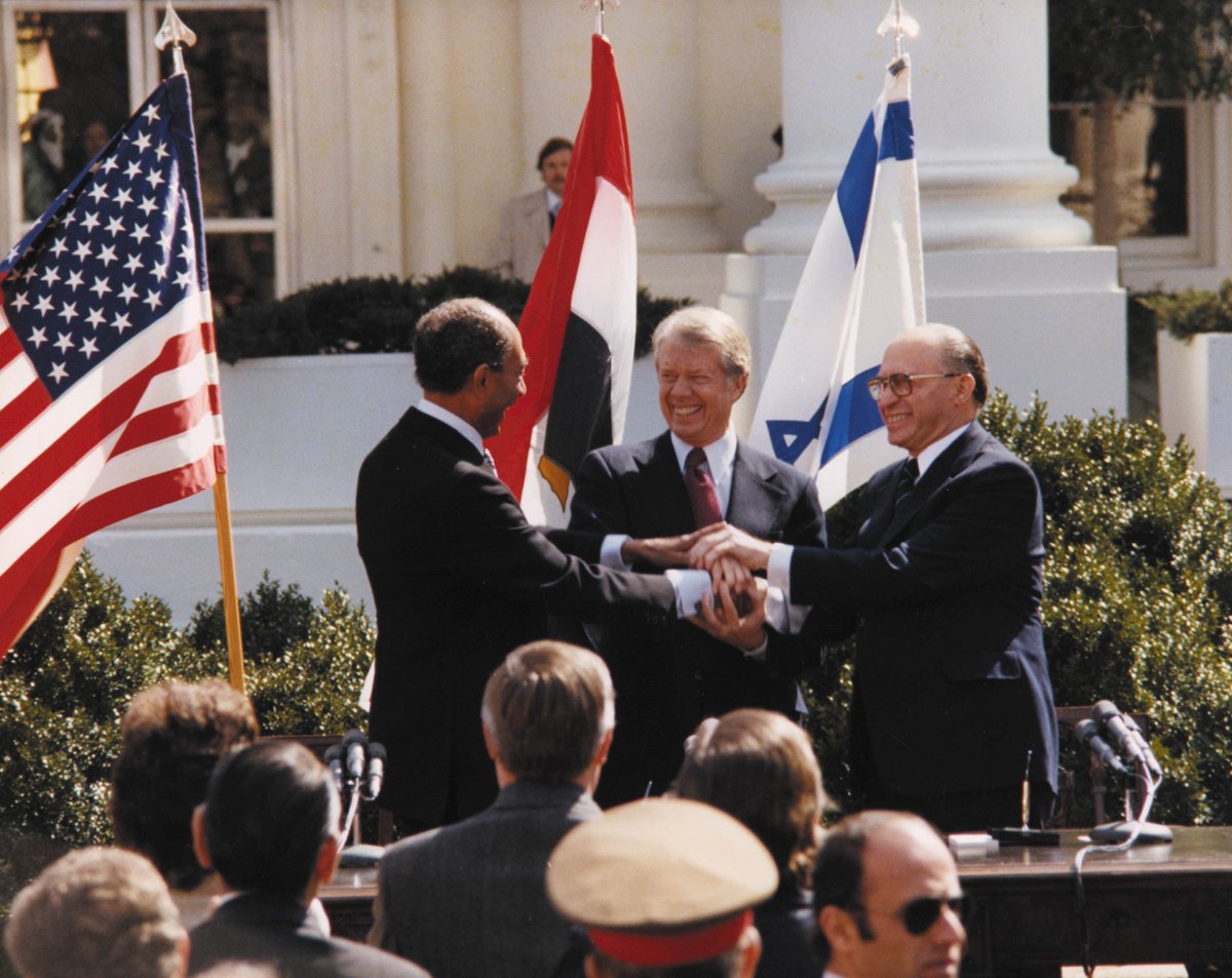 43 Years Ago Today, on #ThisDayInHistory, #CampDavidAccords are signed by #PrimeMinister of #Israel #MenachemBegin &amp; Pres. #AnwarSadat of #Egypt; witnessed by #President #JimmyCarter at the <a href="/WhiteHouse/">The White House</a> on March 26, 1979 🇺🇸🇮🇱🇪🇬 <a href="/CarterLibrary/">Jimmy Carter Presidential Library</a> <a href="/CarterCenter/">The Carter Center</a> <a href="/BeginCenter/">Menachem Begin Heritage Center</a> <a href="/sadatchair/">Anwar Sadat Chair</a>