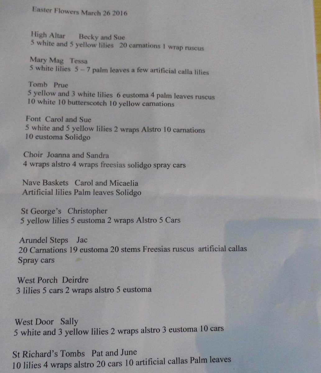 clairecollison1's tweet photo. Found this six years ago in Chichester Cathedral which was Easter Week.
Still my very best found list . ๐ ๐ธ ๐บ . #MaryMag #FlowerLadies #Easter #Rota #OnThisDay #FoundLists #ArundelTomb #ChichesterCathedral https://t.co/gO7RM7s55d