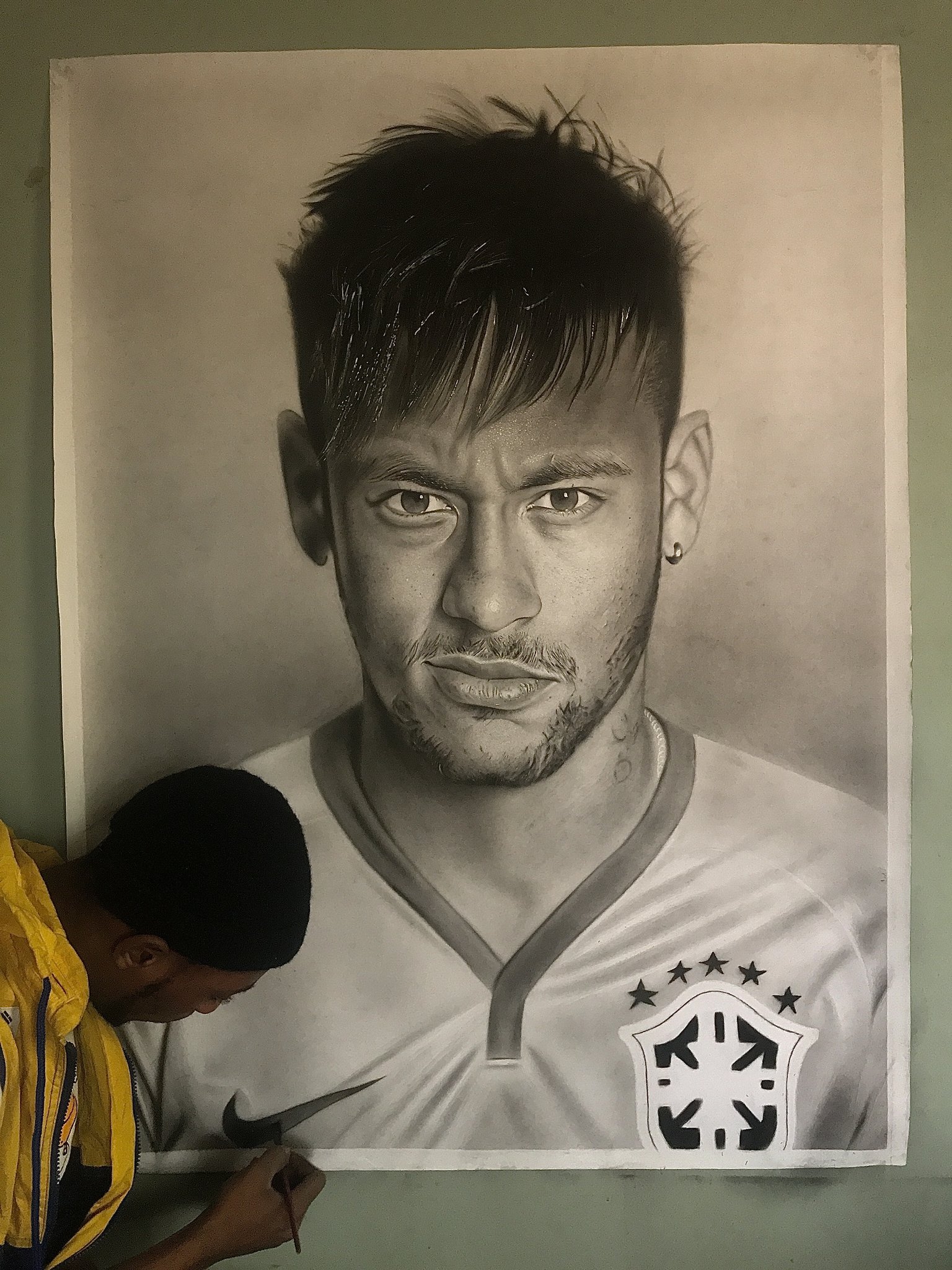 Neymar Artwork Original Drawing Soccer Futbol Brazil World Cup 9 X  12  eBay