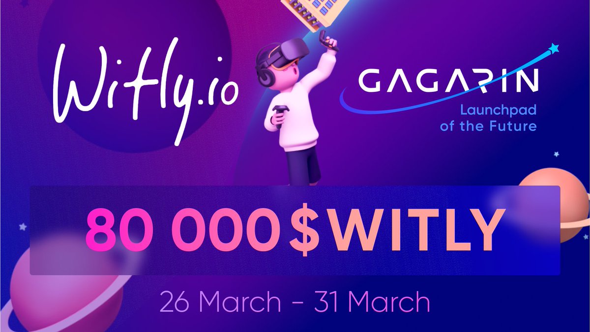 💸 On the occasion of the #AMA with <a href="/witlyio/">Witly.io</a> March 31, <a href="/GAGARIN_World/">GAGARIN Launchpad</a> is announcing a  80 000 $WITLY #airdrop.

🔥ASK &amp; WIN!

20 lucky winners of the #draw will be selected by GLEAM April 1!

📆Dates: March 26 - 31
📢Winners: 20 winners
🎁Prize: 80 000$WITLY (=$500)

!! RULES 👇