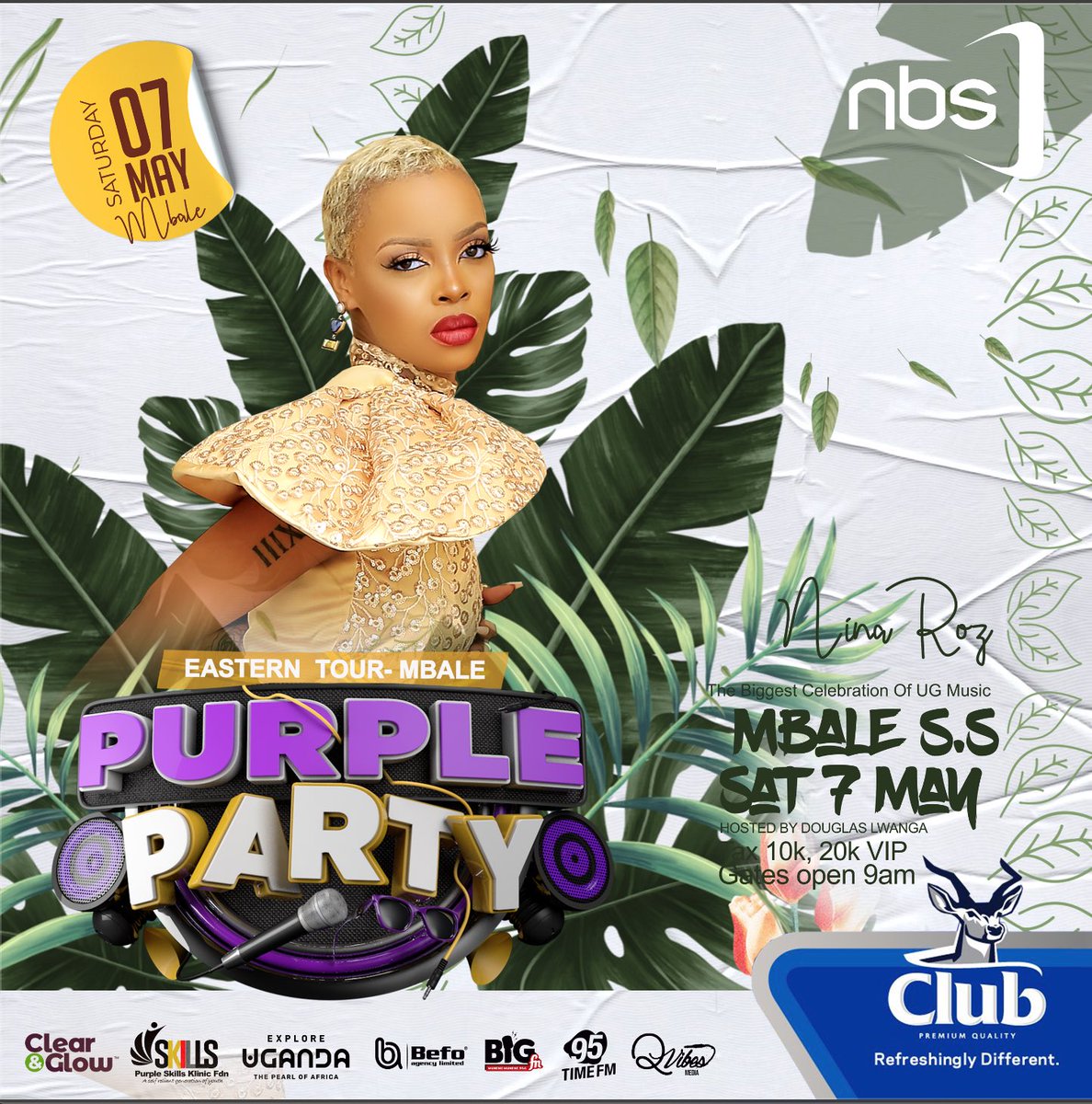 PurplePartyUG's tweet photo. NINA ROZ X ZEX BILANGILANGI X FEFEBUUSI Biggest celebration x Big stars affair | All roads lead to Mbale SS. Sat 7 May. #ExploreUG #PurplePartyTour https://t.co/wmvwzKP5AC