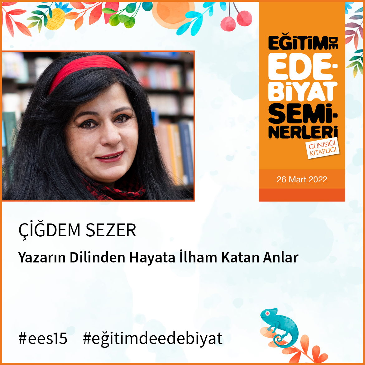 _Gunisigi's tweet photo. “Edebiyat gözden kaçırılanı işaret eder. ‘Dur biraz’ der. ‘Yavaşla’ der. Çünkü bilir, hızla geçip gidilen yol, göz önünde olanı içerir ancak.”

Edebiyatımızın çok ödüllü şair ve yazarlarından #ÇiğdemSezer, “Yazarın Dilinden Hayata İlham Katan Anlar”ı dillendiriyor. #ees15 https://t.co/fEkhrgbSOH