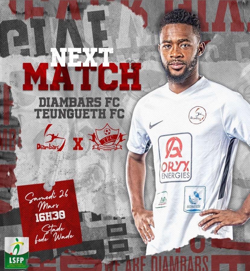 diambars_fc's tweet image. GAME DAY !!!

🆚 @TeunguethFc 
🏟️ Fodé WADE
🏆 @LSFP_sn 
📲 #DFCTFC  
⌚ 16:30 

#DFCTFC #FootLocalSN #Ligue1SN #TeamOM @LSFP_sn #DiambarsWeAre 🔴⚫️