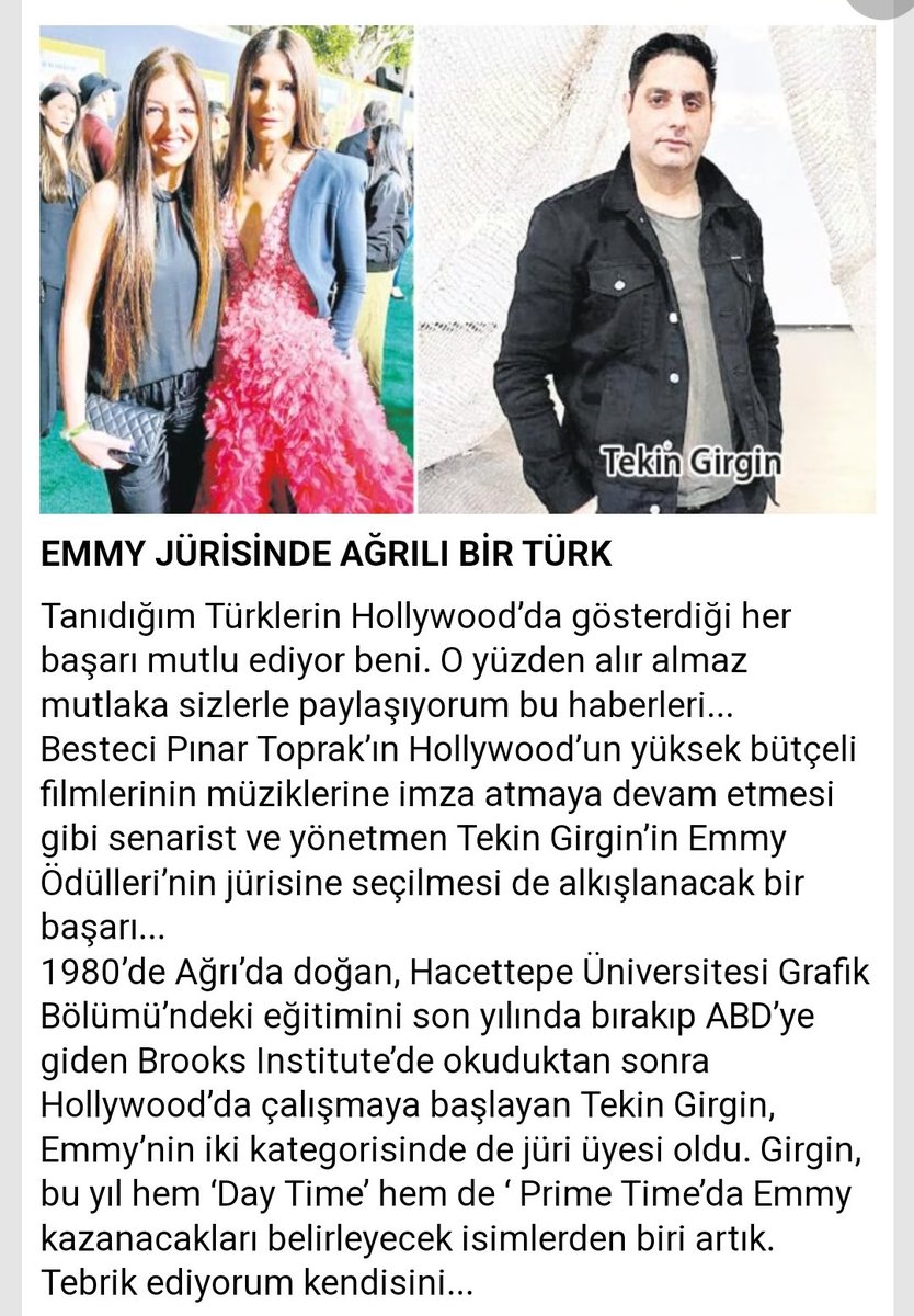 tekingirgin's tweet photo. Milliyet gazetesinin güçlü kalemlerinden; Ali Eyüboğlu abimizin Hollywooda ki, sesimizi ve çabalarımızı kaleme aldığı buğünki yazısı. Çok  teşekür ederim. 🙏
@eyuboglualice @pinartoprak

https://t.co/DtEOvZ47db https://t.co/L6lxUYpmBm https://t.co/UfYYZUaaxD