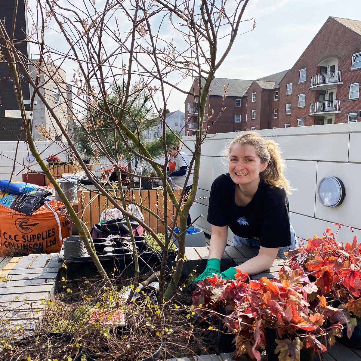 CW_Studio's tweet photo. We volunteered ourselves for a day of planting at the @RMHCUK Manchester House for their new Garden of Reflection, and what a joyful sunny day it was with @BartonGrange_GC and donuts!
#GardenOfReflection #RoofTerraceGarden #Donuts https://t.co/NHWfpTo9HJ
