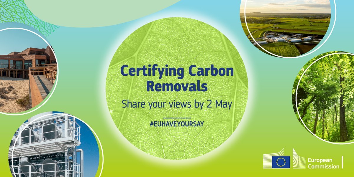 🌿 A @EU_Commission está traballando nunha certificación de #EUCarbonRemovals para controlar e verificar ás eliminacións sostibles de carbono

👉 A consulta pública estará aberta ata o 2 de maio

🔗 ec.europa.eu/info/law/bette…