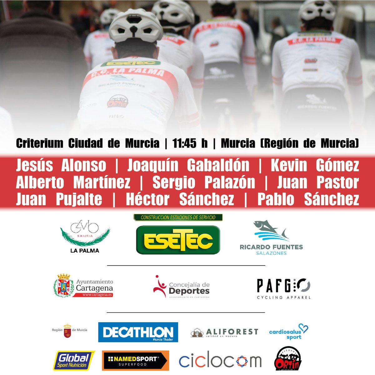 🫡 Gran parte de nuestras plantillas junior y élite-sub23 estarán presentes este domingo en el tradicional Criterium Ciudad de Murcia.

💨 Esta prueba se disputa en formato de puntuación con múltiples sprints.

👶 Será el debut de la temporada oficial para nuestros juveniles.
