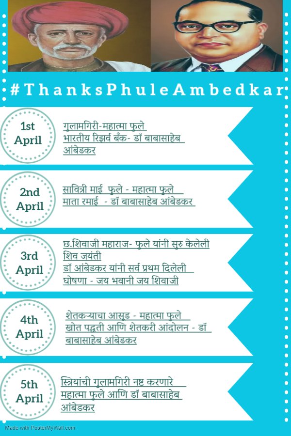 sawsammer3's tweet photo. Hi All,
आपल्या सर्वांना कल्पना आहेच यावर्षी आपण #ThanksPhuleAmbedkar अंतर्गत महात्मा फुले,डॉ बाबासाहेब आंबेडकर यांची #संयुक्त जयंती साजरी करत आहोत.तरी आपण खालील प्रमाणे विषय घेतले आहेत.मागील वर्षी आपण बाबासाहेब यांनी विविध क्षेत्रात केलेलं कार्य मांडले होते यावेळेस आपण या https://t.co/Ha9qRIkfxT