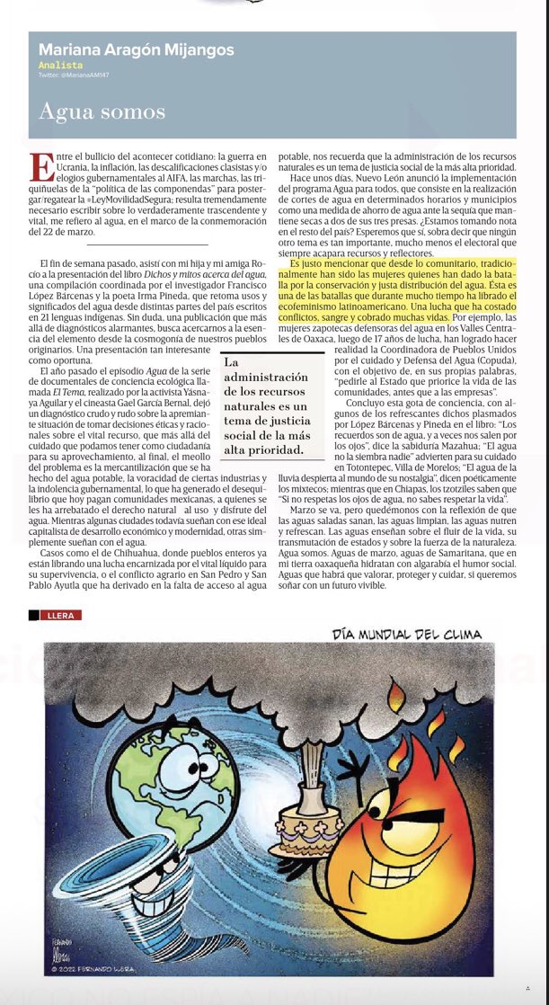 MarianaAM147's tweet photo. Muy buen #sábado ☀️ 

En el marco del #diamundialdelagua hoy toca abordar este tema vital que tiene al 70% del país en jaque. Aquí mis reflexiones, y algunos saberes compilados por @IrmaYodo en “Dichos y mitos acerca del agua”,  💜 🌳 💧 

https://t.co/iWxAbKtojj https://t.co/PZmmsxNGX0